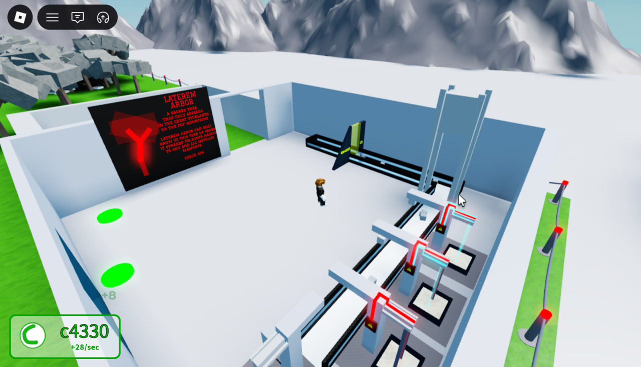 Работающая база Tycoon в Roblox с конвейерами и внутриигровой валютой